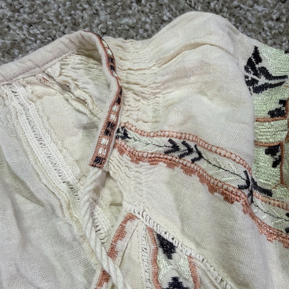 Free People Womens XS Mini Tunic Dress Embroidered Ivory Long Sleeve All My Life - Picture 4 of 8